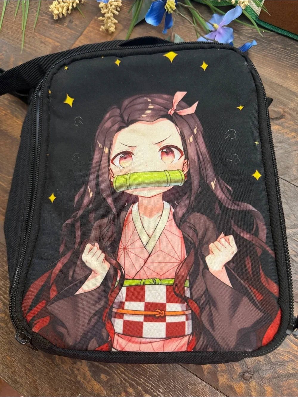 Demon Slayer Nezuko Anime Insulated Lunch Box Bag With Crossbody Strap